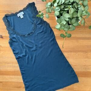 Lace Tank Top in Blue by Ann Taylor LOFT Size small